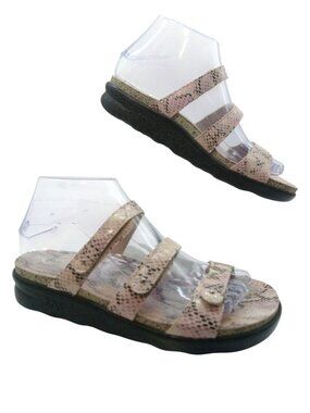 SAS Womens Iskia Adjustable Strap Sandals Pink Snake Print Size 6.5 Comfort USA